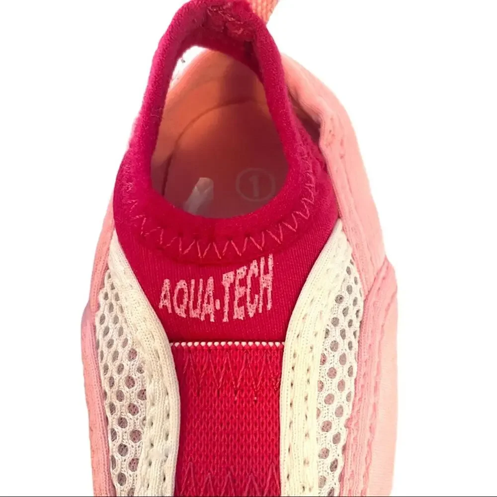 Baby Water Shoes Aqua Tech  Pink White Mesh Infant Beach Pool Size 1